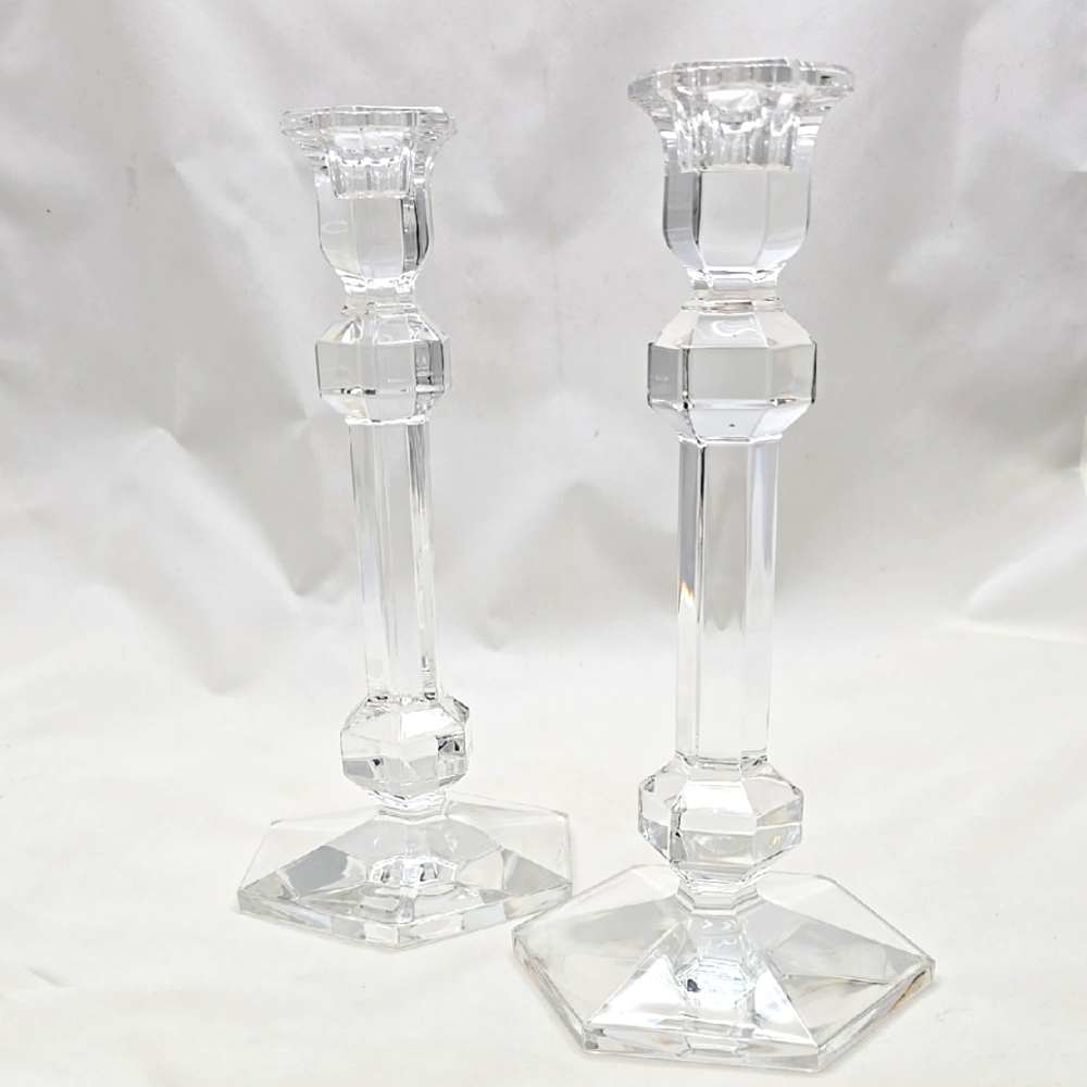 Val St. Lambert Crystal Candlesticks